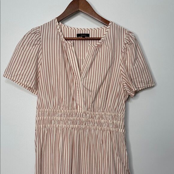 Quince 100% Organic Cotton Tiered Maxi Dress in Terracotta Stripe Size Small - Picture 4 of 9